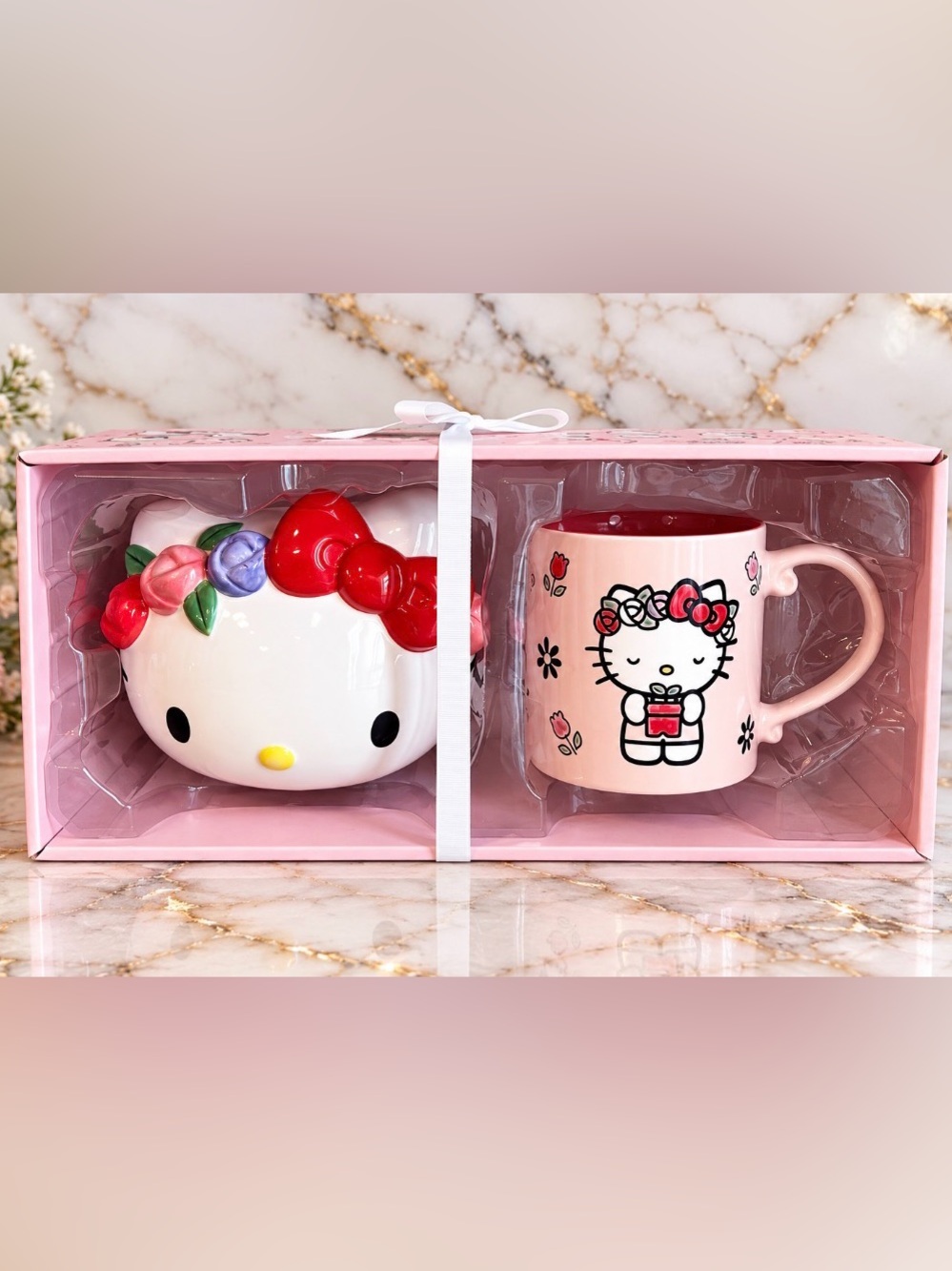 Hello Kitty Pink Ceramic Mug & Kitty Bank Set